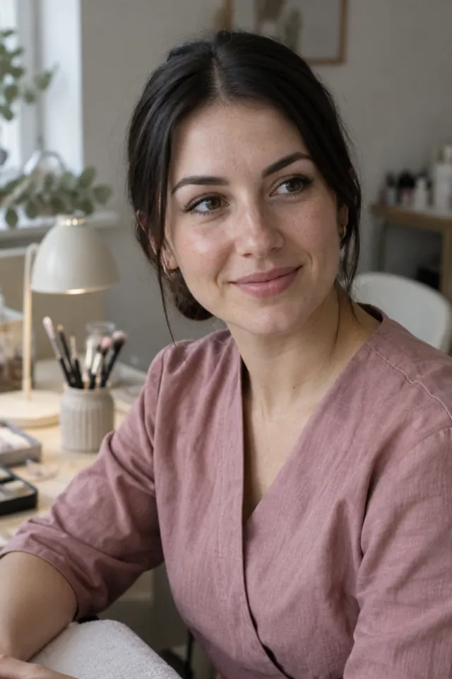 Kinga Sowa, stylistka brwi, rzęs i paznokci, przy swoim stanowisku pracy